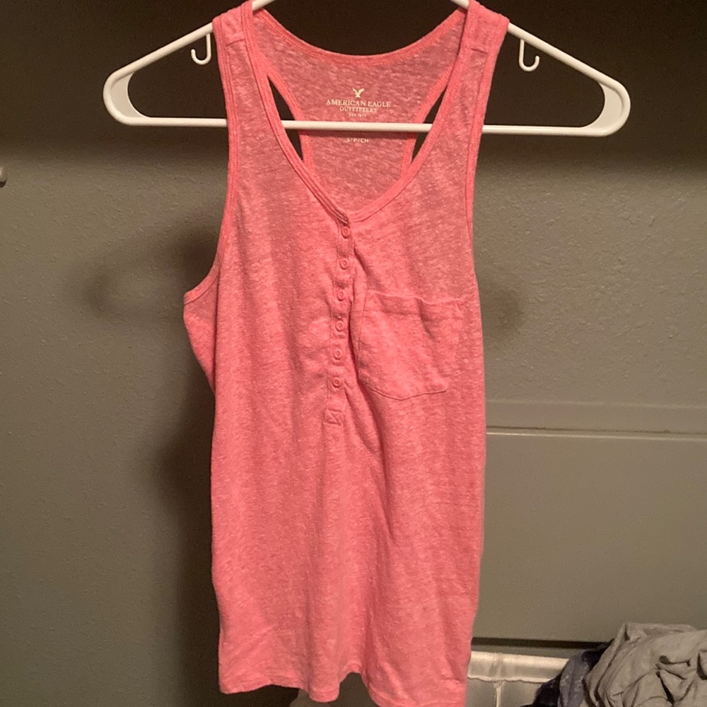 Bright pink American eagle tank